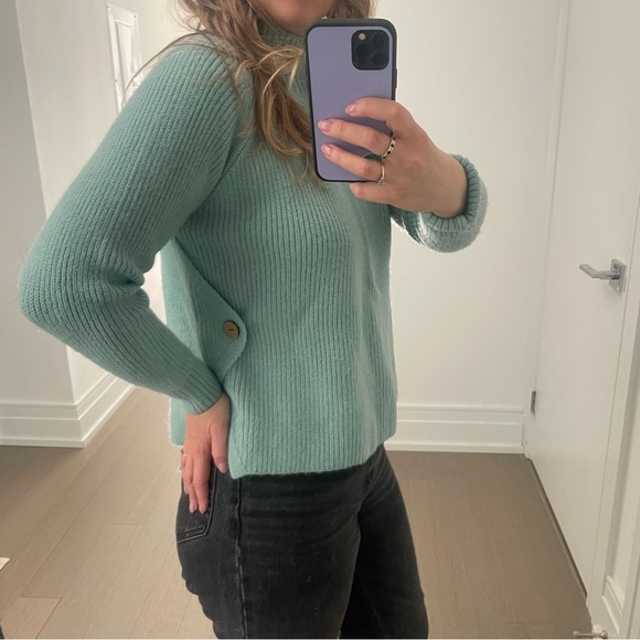 Blue knit high neck sweater from Korean boutique. S-M size - Picture 3 of 6